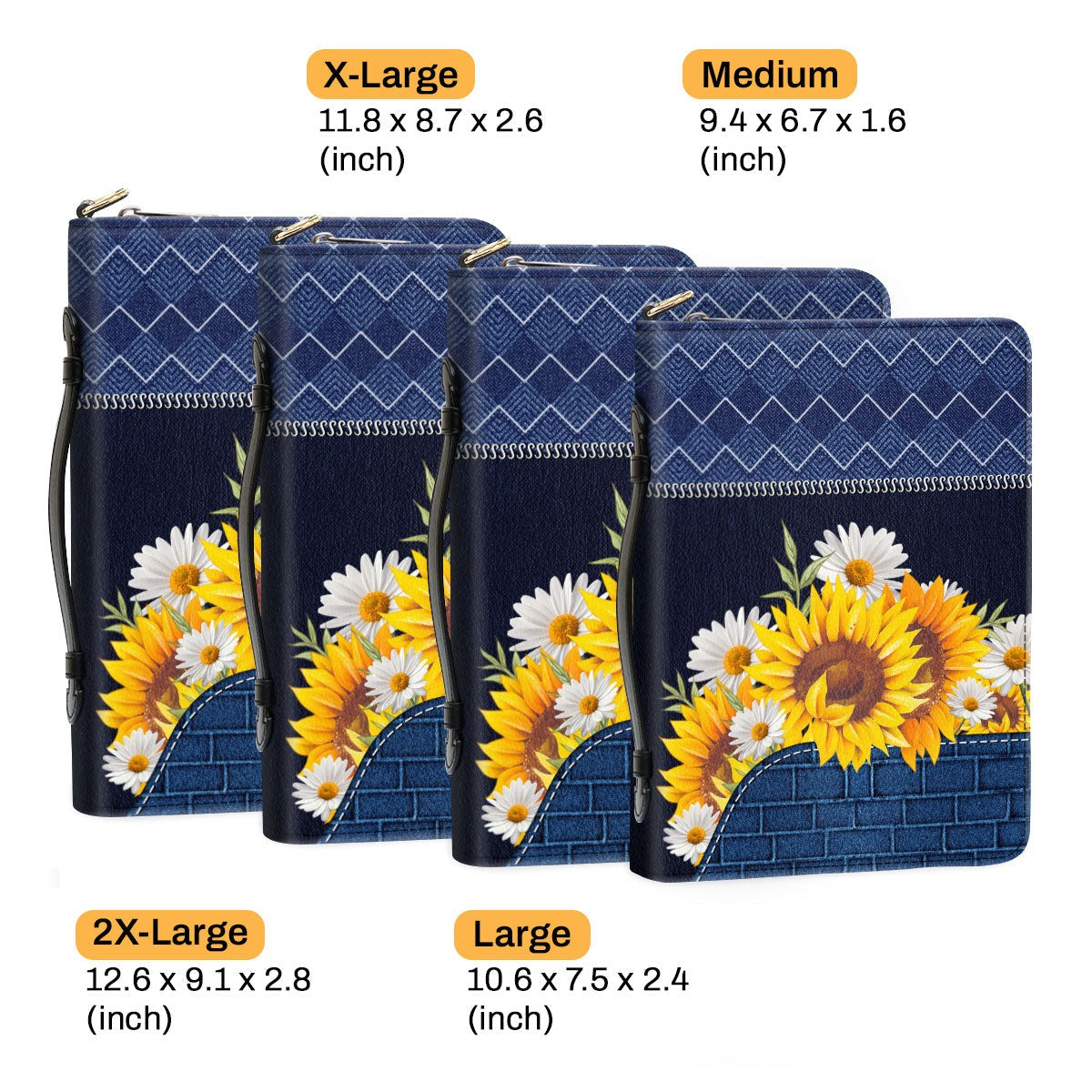Faith Over Fear Leather Book Cover, Personalized Sunflower Bible Cover With Handle, Scripture Gifts For Christian Prayers, Christian Gift, Bible Covers Jesus Gifts